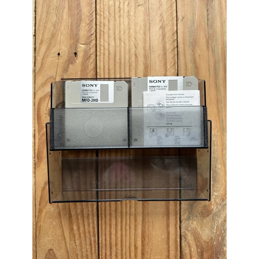 Vintage Sony Floppy Disk Storage Clear Gray Color With Sony Disks Included‎ USA